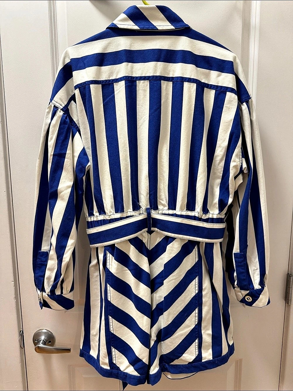 Farm Rio Striped Belted Romper in Blue & White NWT - Picture 4 of 4